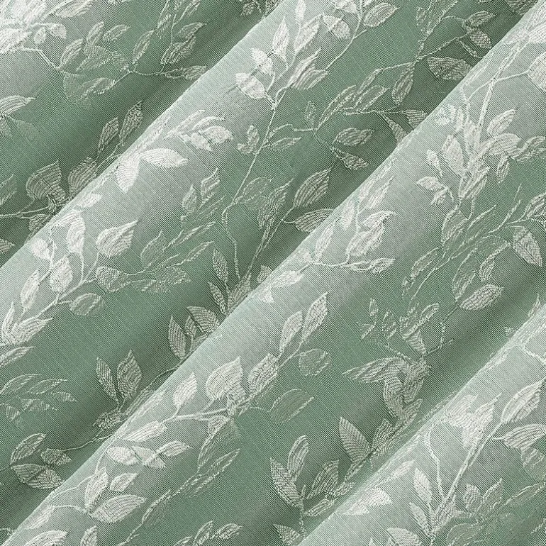 Sun Zero Estelle Foliage Woven Back Tab Light-Filtering Set of 2 Curtain Panel