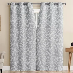 Sun Zero Glynn Gaia Woven Floral Magnetic Closure Grommet Top Energy Saving 100% Blackout Set of 2 Curtain Panel