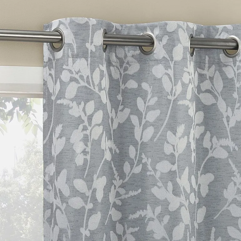 Sun Zero Glynn Gaia Woven Floral Magnetic Closure Grommet Top Energy Saving 100% Blackout Set of 2 Curtain Panel