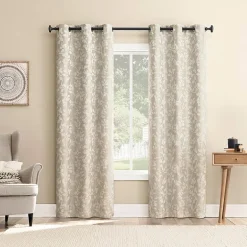 Sun Zero Glynn Gaia Woven Floral Magnetic Closure Grommet Top Energy Saving 100% Blackout Set of 2 Curtain Panel