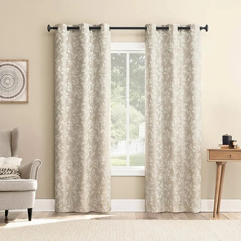 Sun Zero Glynn Gaia Woven Floral Magnetic Closure Grommet Top Energy Saving 100% Blackout Set of 2 Curtain Panel