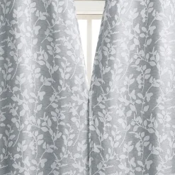 Sun Zero Glynn Gaia Woven Floral Magnetic Closure Grommet Top Energy Saving 100% Blackout Set of 2 Curtain Panel