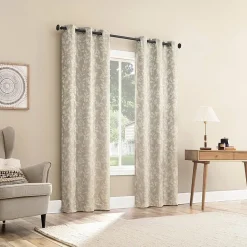 Sun Zero Glynn Gaia Woven Floral Magnetic Closure Grommet Top Energy Saving 100% Blackout Set of 2 Curtain Panel