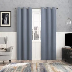 Sun Zero Glynn Magnetic Closure Grommet Top 100% Blackout Set of 2 Curtain Panel