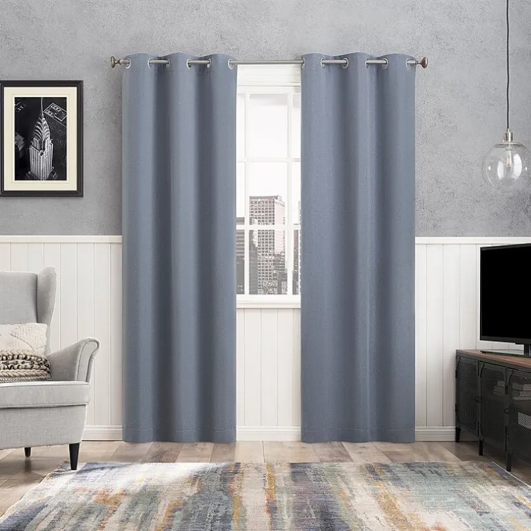 Sun Zero Glynn Magnetic Closure Grommet Top 100% Blackout Set of 2 Curtain Panel