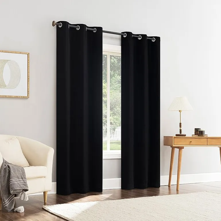 Sun Zero Glynn Magnetic Closure Grommet Top 100% Blackout Set of 2 Curtain Panel