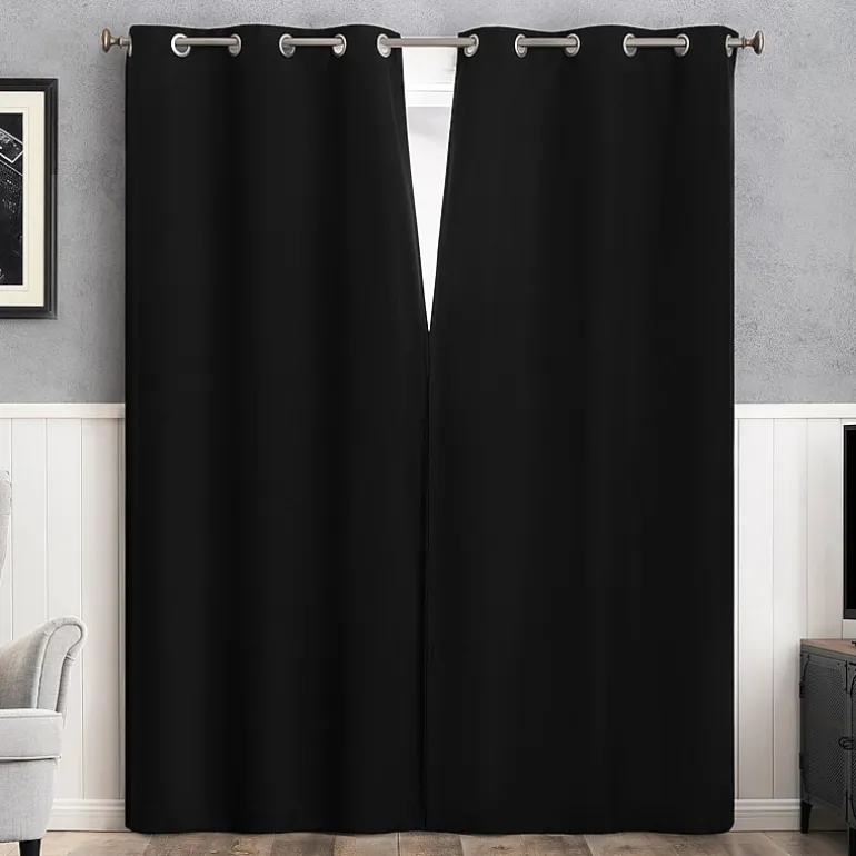 Sun Zero Glynn Magnetic Closure Grommet Top 100% Blackout Set of 2 Curtain Panel
