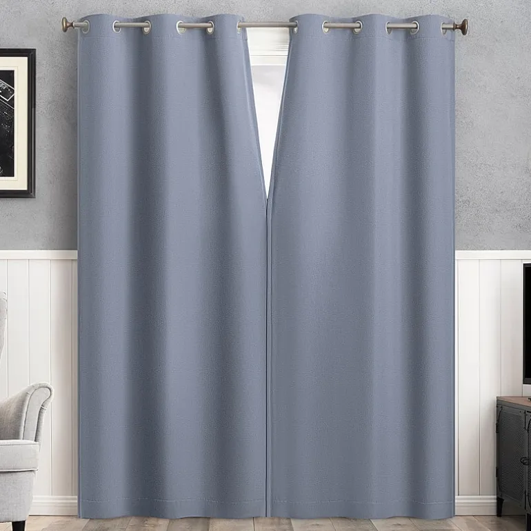 Sun Zero Glynn Magnetic Closure Grommet Top 100% Blackout Set of 2 Curtain Panel