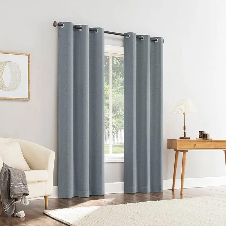 Sun Zero Glynn Magnetic Closure Grommet Top 100% Blackout Set of 2 Curtain Panel