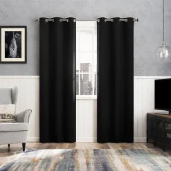 Sun Zero Glynn Magnetic Closure Grommet Top 100% Blackout Set of 2 Curtain Panel