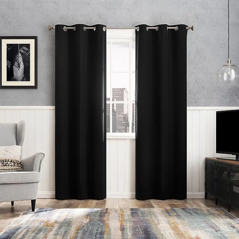 Sun Zero Glynn Magnetic Closure Grommet Top 100% Blackout Set of 2 Curtain Panel