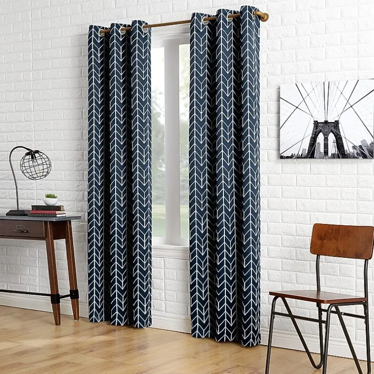 Sun Zero Kenwood Chevron Grommet Top Energy Saving Blackout Single Curtain Panel