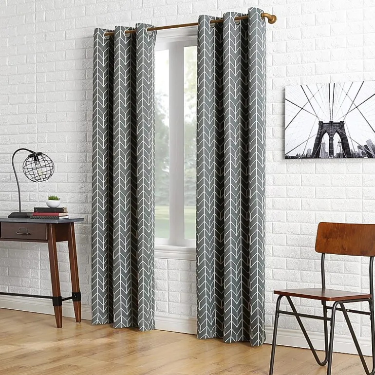 Sun Zero Kenwood Chevron Grommet Top Energy Saving Blackout Single Curtain Panel