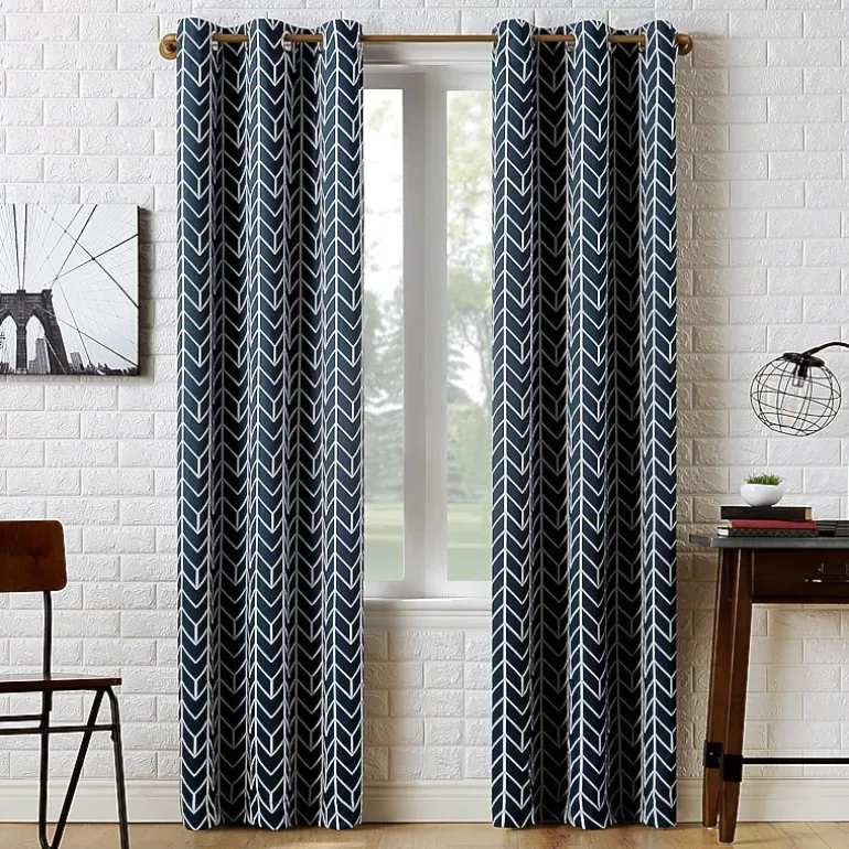 Sun Zero Kenwood Chevron Grommet Top Energy Saving Blackout Single Curtain Panel
