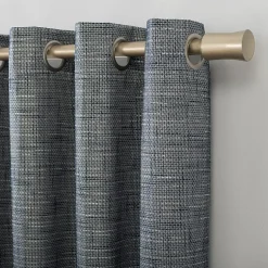 Sun Zero Kline Burlap Weave Thermal Extreme Grommet Top Energy Saving 100% Blackout Single Curtain Panel