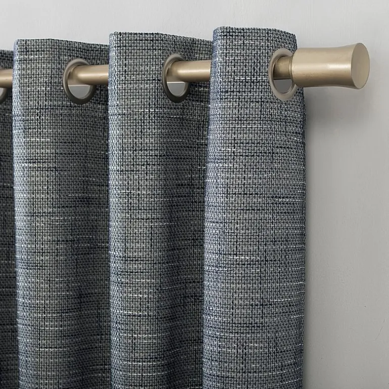 Sun Zero Kline Burlap Weave Thermal Extreme Grommet Top Energy Saving 100% Blackout Single Curtain Panel