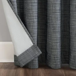 Sun Zero Kline Burlap Weave Thermal Extreme Grommet Top Energy Saving 100% Blackout Single Curtain Panel
