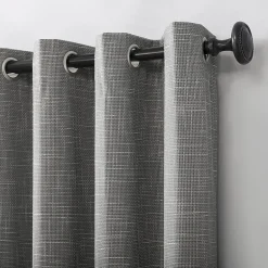 Sun Zero Kline Burlap Weave Thermal Extreme Grommet Top Energy Saving 100% Blackout Single Curtain Panel