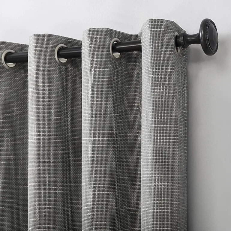 Sun Zero Kline Burlap Weave Thermal Extreme Grommet Top Energy Saving 100% Blackout Single Curtain Panel