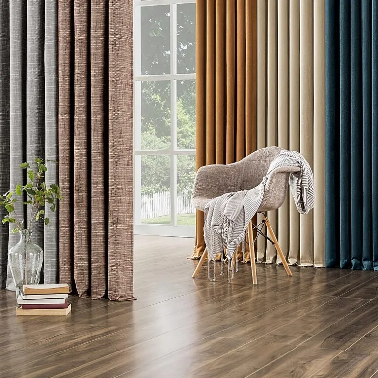 Sun Zero Kline Burlap Weave Thermal Extreme Grommet Top Energy Saving 100% Blackout Single Curtain Panel