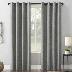 Sun Zero Kline Burlap Weave Thermal Extreme Grommet Top Energy Saving 100% Blackout Single Curtain Panel