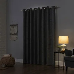 Sun Zero Kline Burlap Weave Thermal Extreme Grommet Top Energy Saving 100% Blackout Single Curtain Panel