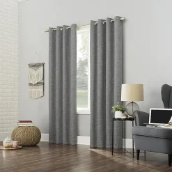 Sun Zero Kline Burlap Weave Thermal Extreme Grommet Top Energy Saving 100% Blackout Single Curtain Panel