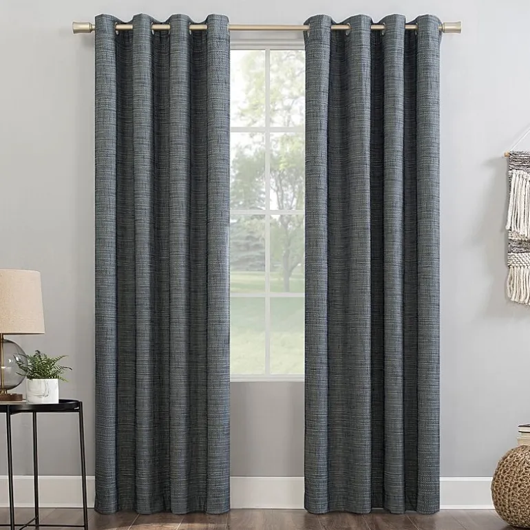Sun Zero Kline Burlap Weave Thermal Extreme Grommet Top Energy Saving 100% Blackout Single Curtain Panel