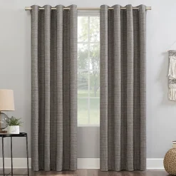 Sun Zero Kline Burlap Weave Thermal Extreme Grommet Top Energy Saving 100% Blackout Single Curtain Panel