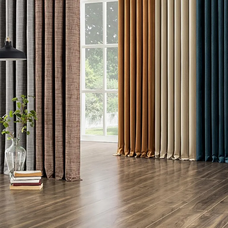 Sun Zero Kline Burlap Weave Thermal Extreme Grommet Top Energy Saving 100% Blackout Single Curtain Panel