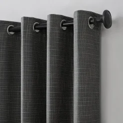 Sun Zero Kline Burlap Weave Thermal Extreme Grommet Top Energy Saving 100% Blackout Single Curtain Panel