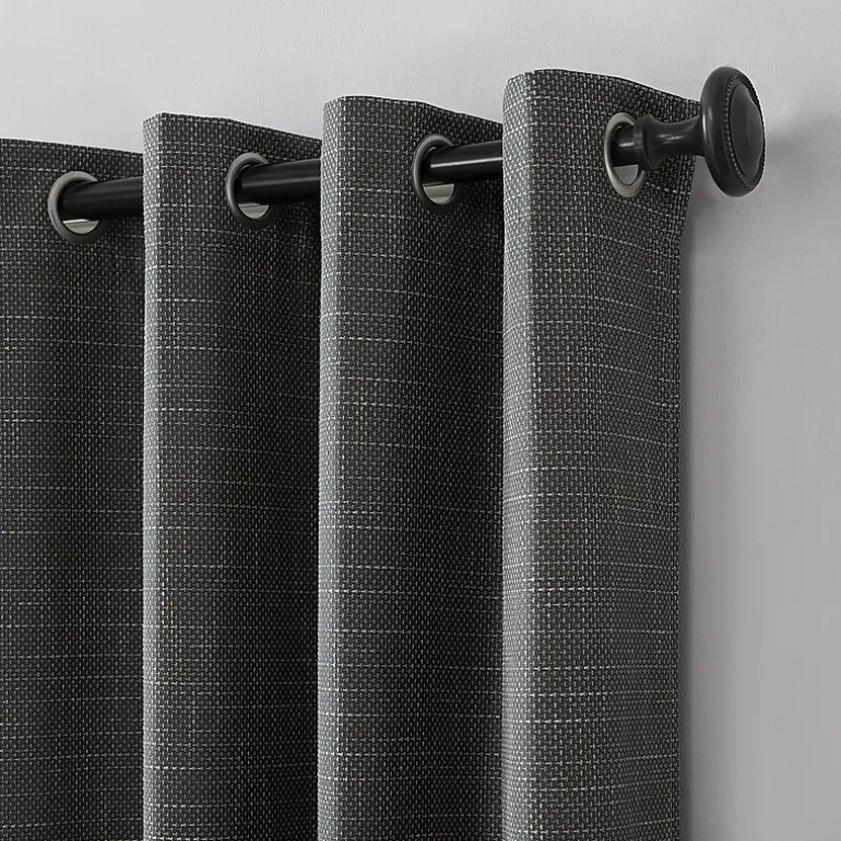 Sun Zero Kline Burlap Weave Thermal Extreme Grommet Top Energy Saving 100% Blackout Single Curtain Panel