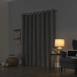 Sun Zero Kline Burlap Weave Thermal Extreme Grommet Top Energy Saving 100% Blackout Single Curtain Panel