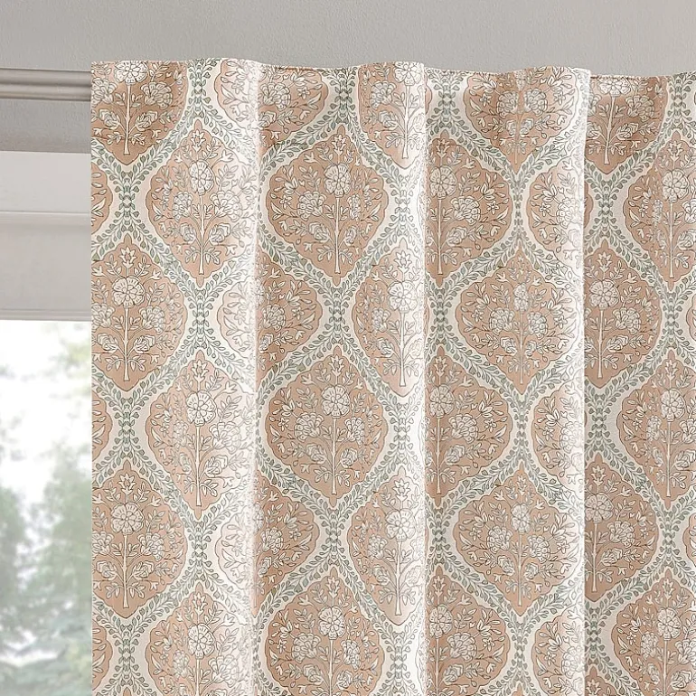 Sun Zero Lanet Vintage Ogee Magnetic Closure Back Tab 100% Blackout Set of 2 Curtain Panel