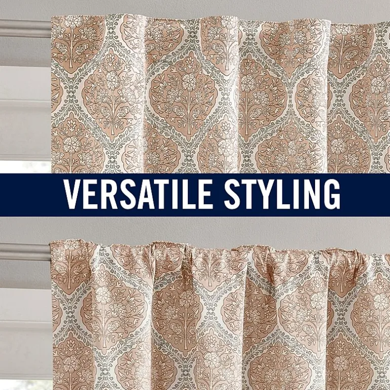 Sun Zero Lanet Vintage Ogee Magnetic Closure Back Tab 100% Blackout Set of 2 Curtain Panel