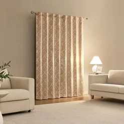 Sun Zero Lanet Vintage Ogee Magnetic Closure Back Tab 100% Blackout Set of 2 Curtain Panel