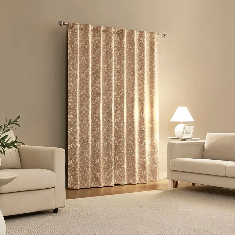 Sun Zero Lanet Vintage Ogee Magnetic Closure Back Tab 100% Blackout Set of 2 Curtain Panel