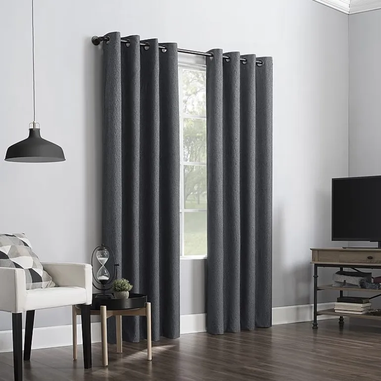 Sun Zero Noir Dimensional Thermal Extreme Grommet Top Energy Saving 100% Blackout Single Curtain Panel