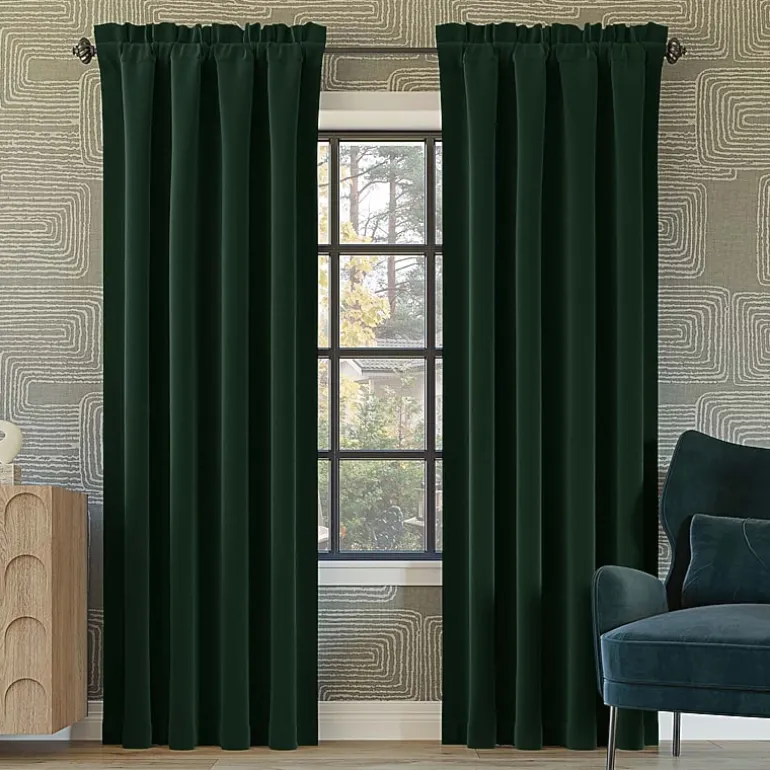 Sun Zero Oslo Rod Pocket Energy Saving 100% Blackout Single Curtain Panel