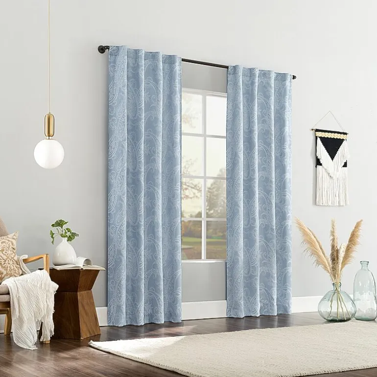 Sun Zero Pedra Back Tab 100% Blackout Single Curtain Panel