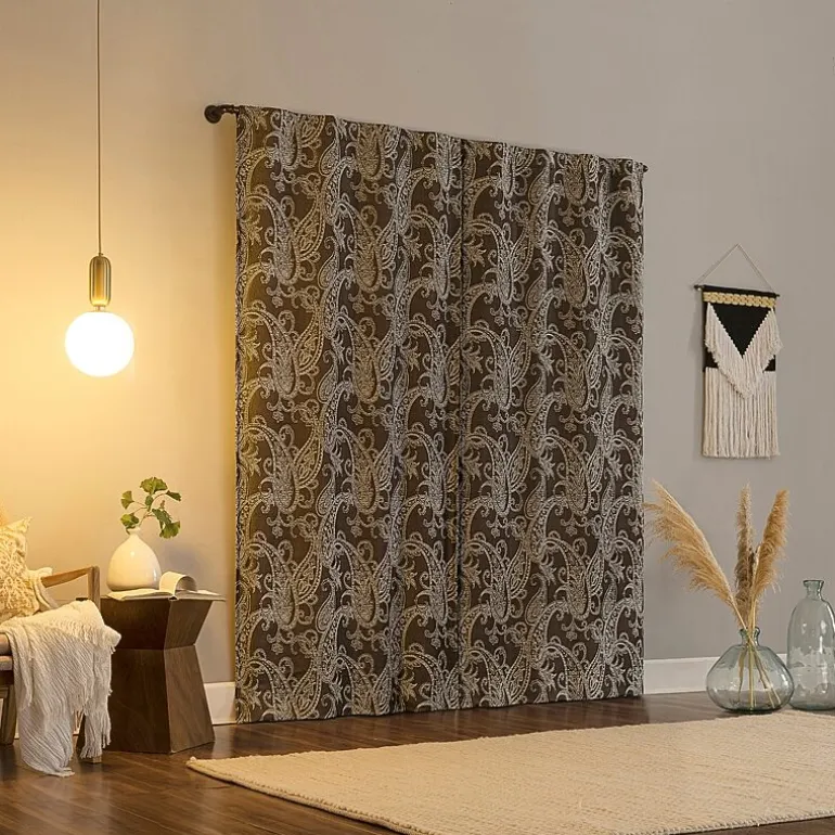 Sun Zero Pedra Back Tab 100% Blackout Single Curtain Panel