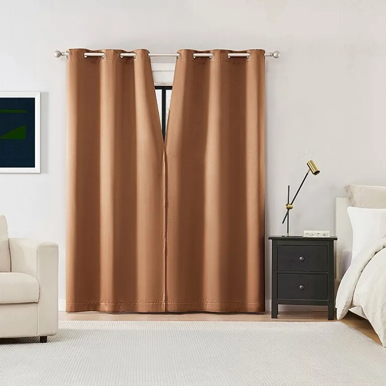 Sun Zero Sheridan Magnetic Closure Grommet Top 100% Blackout Set of 2 Curtain Panel