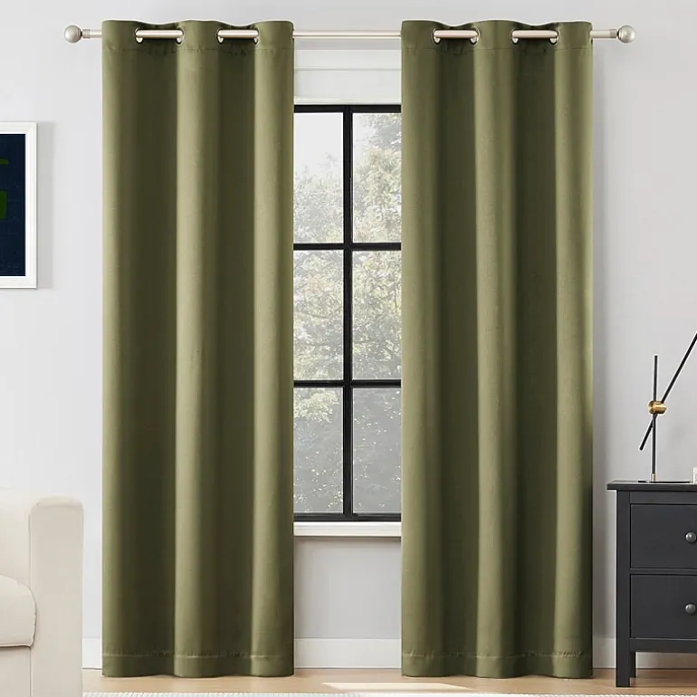 Sun Zero Sheridan Magnetic Closure Grommet Top 100% Blackout Set of 2 Curtain Panel