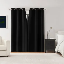 Sun Zero Sheridan Magnetic Closure Grommet Top 100% Blackout Set of 2 Curtain Panel