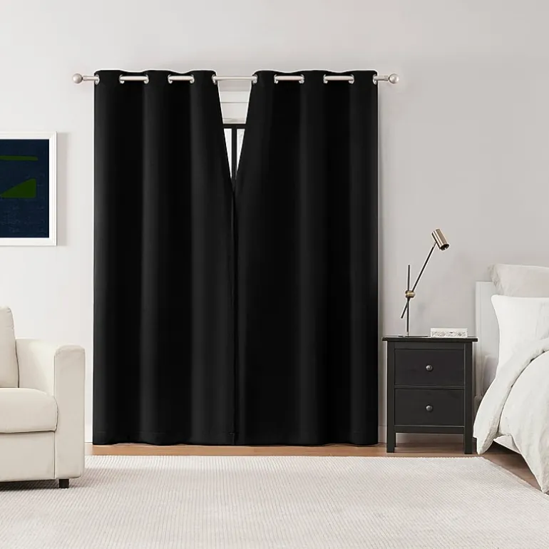 Sun Zero Sheridan Magnetic Closure Grommet Top 100% Blackout Set of 2 Curtain Panel
