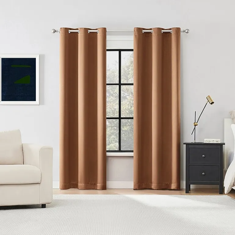 Sun Zero Sheridan Magnetic Closure Grommet Top 100% Blackout Set of 2 Curtain Panel