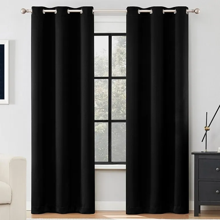 Sun Zero Sheridan Magnetic Closure Grommet Top 100% Blackout Set of 2 Curtain Panel