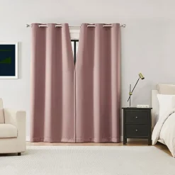 Sun Zero Sheridan Magnetic Closure Grommet Top 100% Blackout Set of 2 Curtain Panel