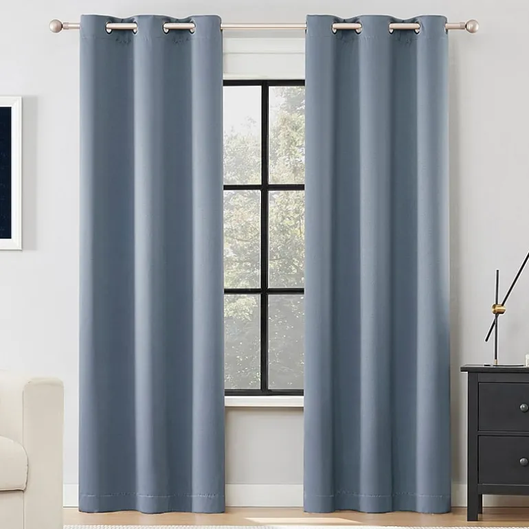 Sun Zero Sheridan Magnetic Closure Grommet Top 100% Blackout Set of 2 Curtain Panel