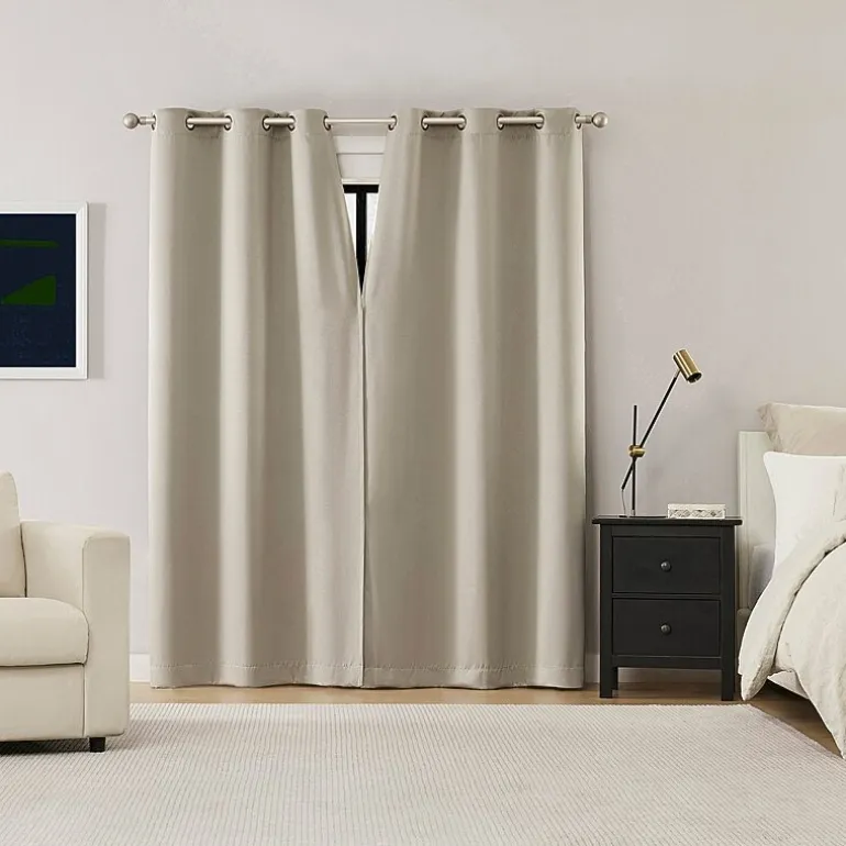 Sun Zero Sheridan Magnetic Closure Grommet Top 100% Blackout Set of 2 Curtain Panel